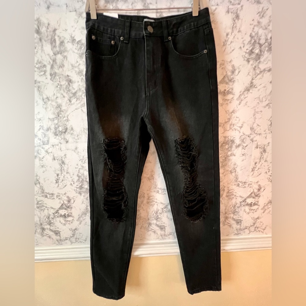 The Rockn Rev Distressed Black Denim Jeans